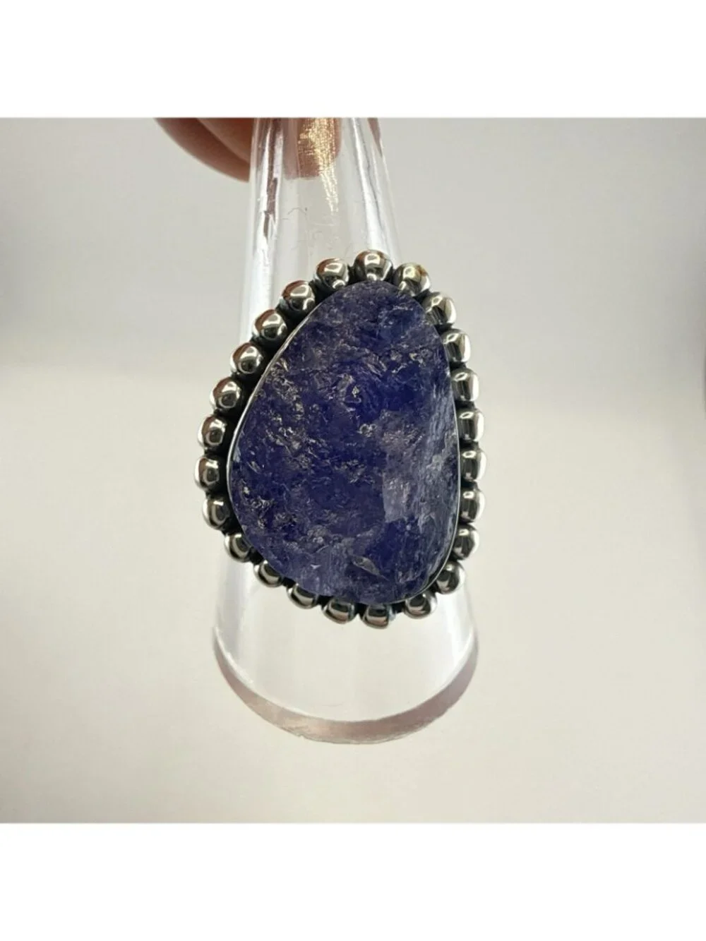 JTV Tanzanite Ring Sterling Silver Purple Free Form Rough Modern 925 Size 9 Arya